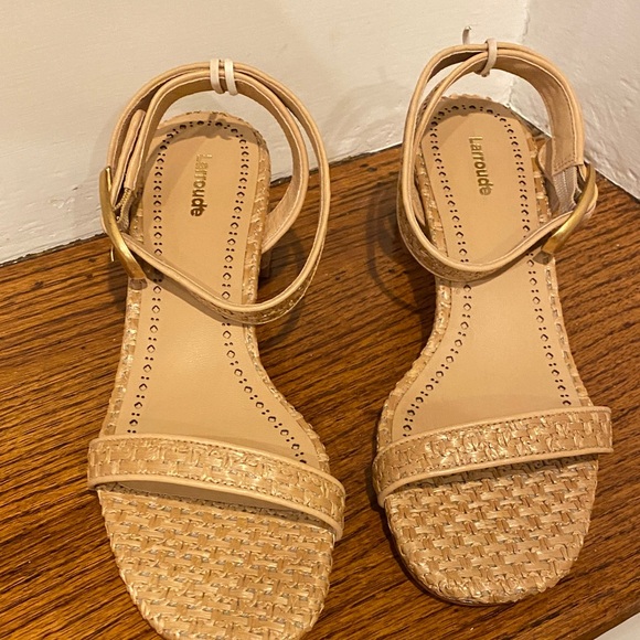 Larroude Shoes - Larroude Tan Woven Sandals